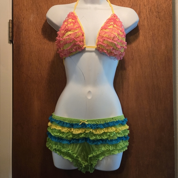 Joe Boxer rare ADORABLE lace sheer bikini set szM/L - Picture 2 of 8
